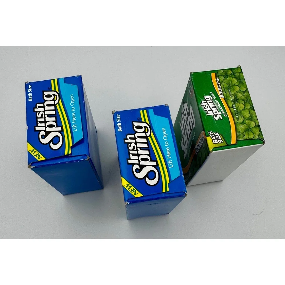 Vintage Irish Spring Bar Soap Lot 3 NOS Original Waterfall Clean Antibacterial